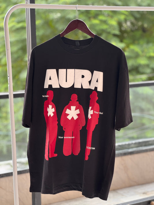 COSTAN “AURA” Oversized Graphic T-Shirt – Black & Red